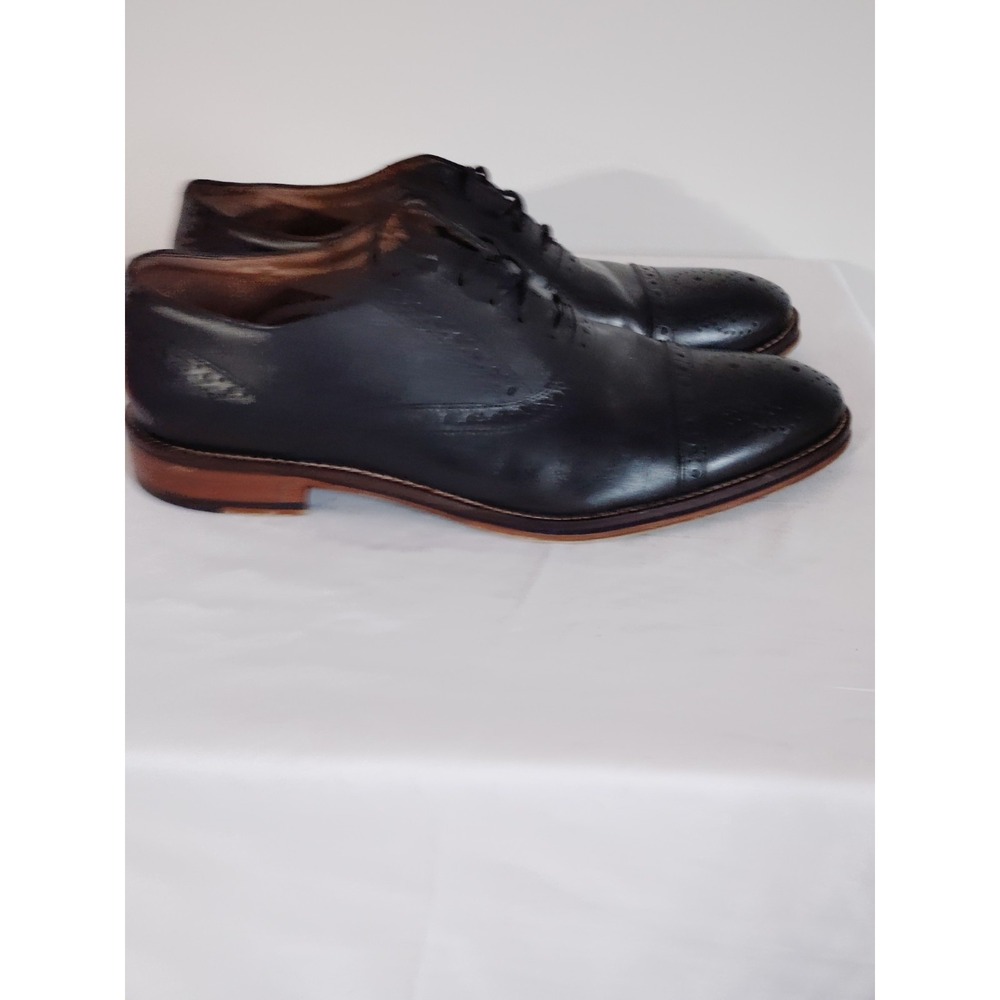 Johnston & Murphy Conard Cap Toe Men 9.5M Black Leather Oxford Goth Dress Shoes